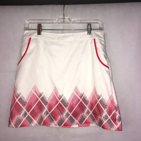 Izod Pants - Izod Golf White/Pink Plaid Skort Size 2